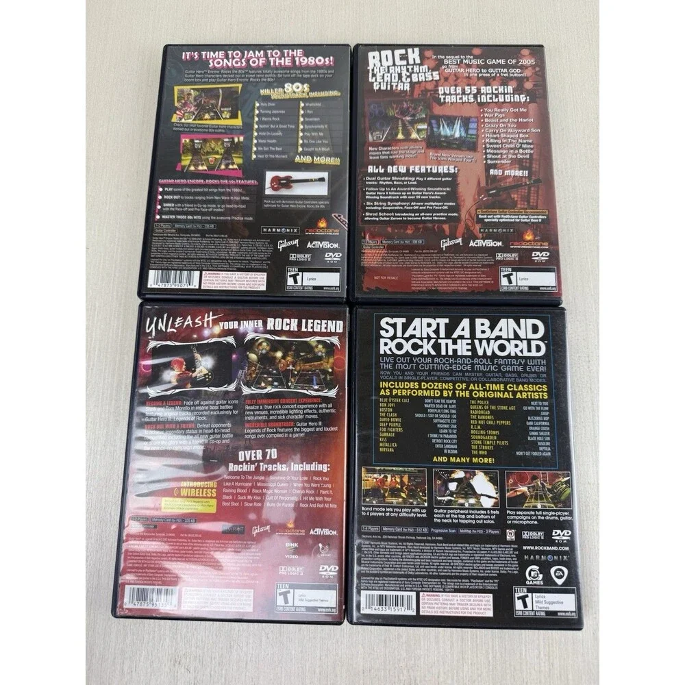 Guitar Hero Encore Rocks The 80s, 2, 3 Legends, Rock Band Game Lot PlayStation 2